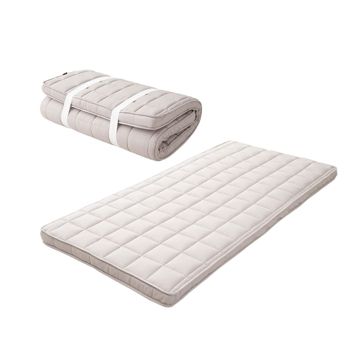EMOOR Japanese Floor Mattress Futon Mattress Anti-Sag Single Made in Japan 100% Cotton Chip Foam Gray, Shikibuton Foldable Sleeping Bed Tatami Mat