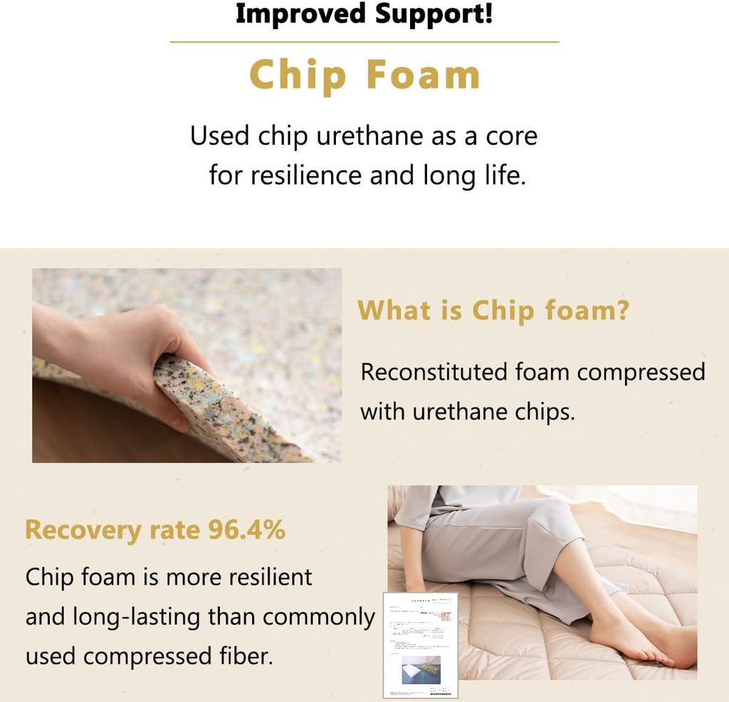 EMOOR Japanese Floor Mattress Futon Mattress Anti-Sag Single Made in Japan 100% Cotton Chip Foam Gray, Shikibuton Foldable Sleeping Bed Tatami Mat