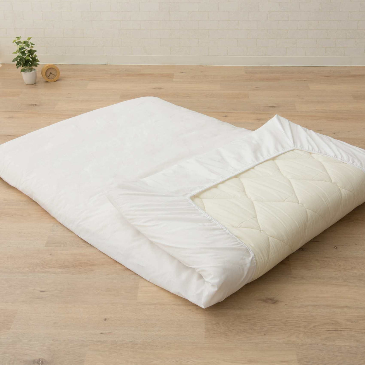 EMOOR Japanese Floor Mattress Futon Mattress CLASSE & Fitted Sheet PRESSO Single Made in Japan Cotton (Gray), Foldable Floor Sleeping Bed Tatami Mat