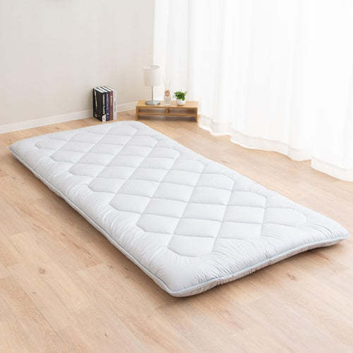 EMOOR Japanese Floor Mattress Futon Mattress Anti-Sag Single Made in Japan 100% Cotton Chip Foam Gray, Shikibuton Foldable Sleeping Bed Tatami Mat