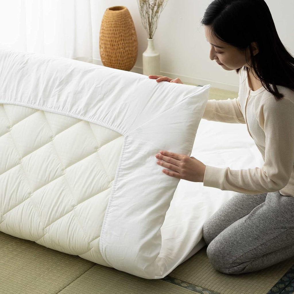 EMOOR Japanese Floor Mattress Futon Mattress CLASSE & Fitted Sheet PRESSO Single Made in Japan Cotton (Gray), Foldable Floor Sleeping Bed Tatami Mat